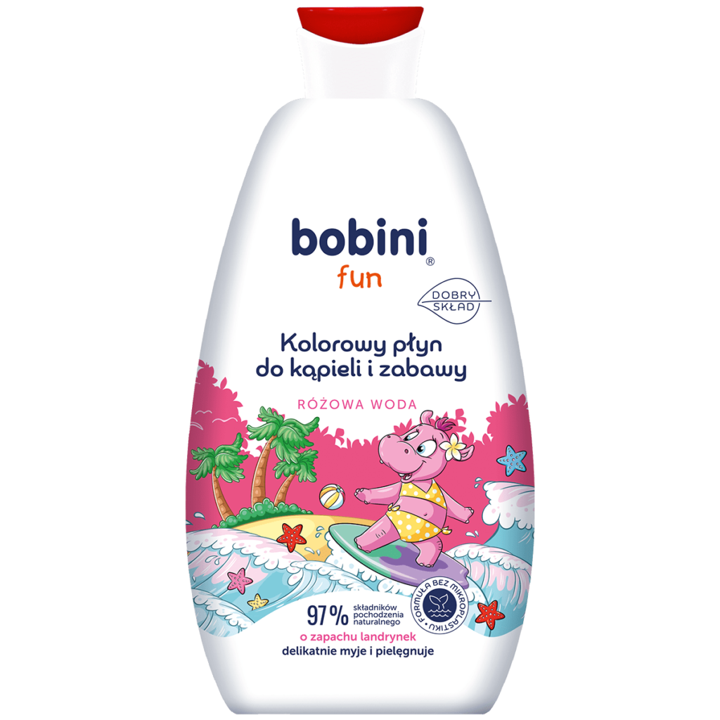 Bobini Fun Kolorowy płyn do kąpieli i zabawy – różowa woda 500 ml